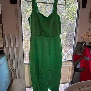 Blue Rain Vibrant Green Midi Dress